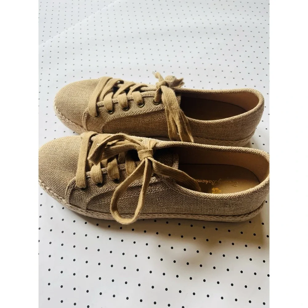 Tommy Bahama Tan Canvas Espadrille Lace-Up Sneakers